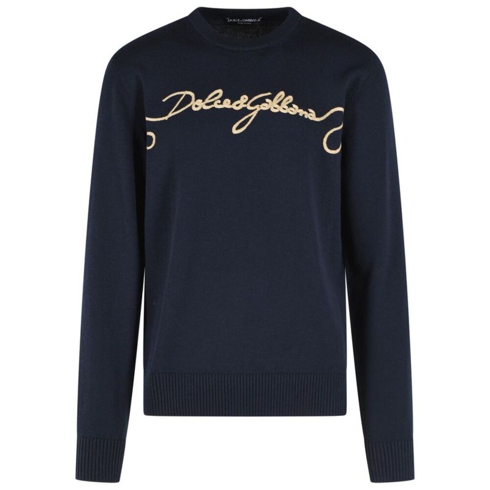 Dolce & Gabbana Navy Virgin Wool Sweater Men